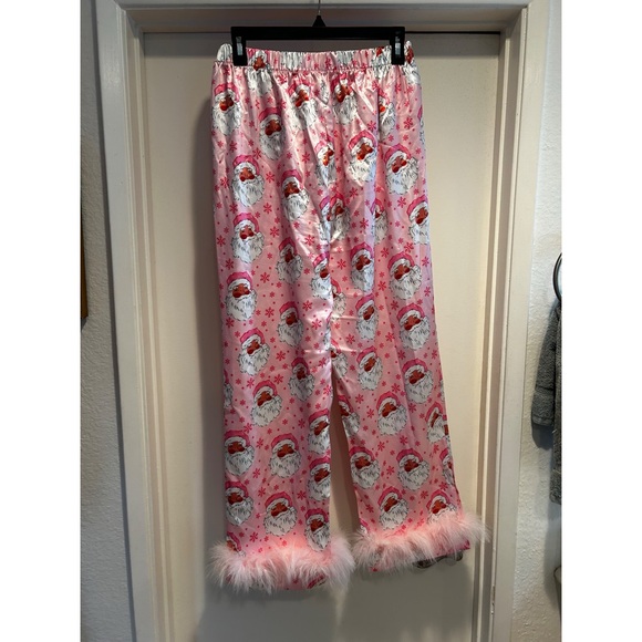 Pink Satiny Santa Pajamas - Picture 5 of 6